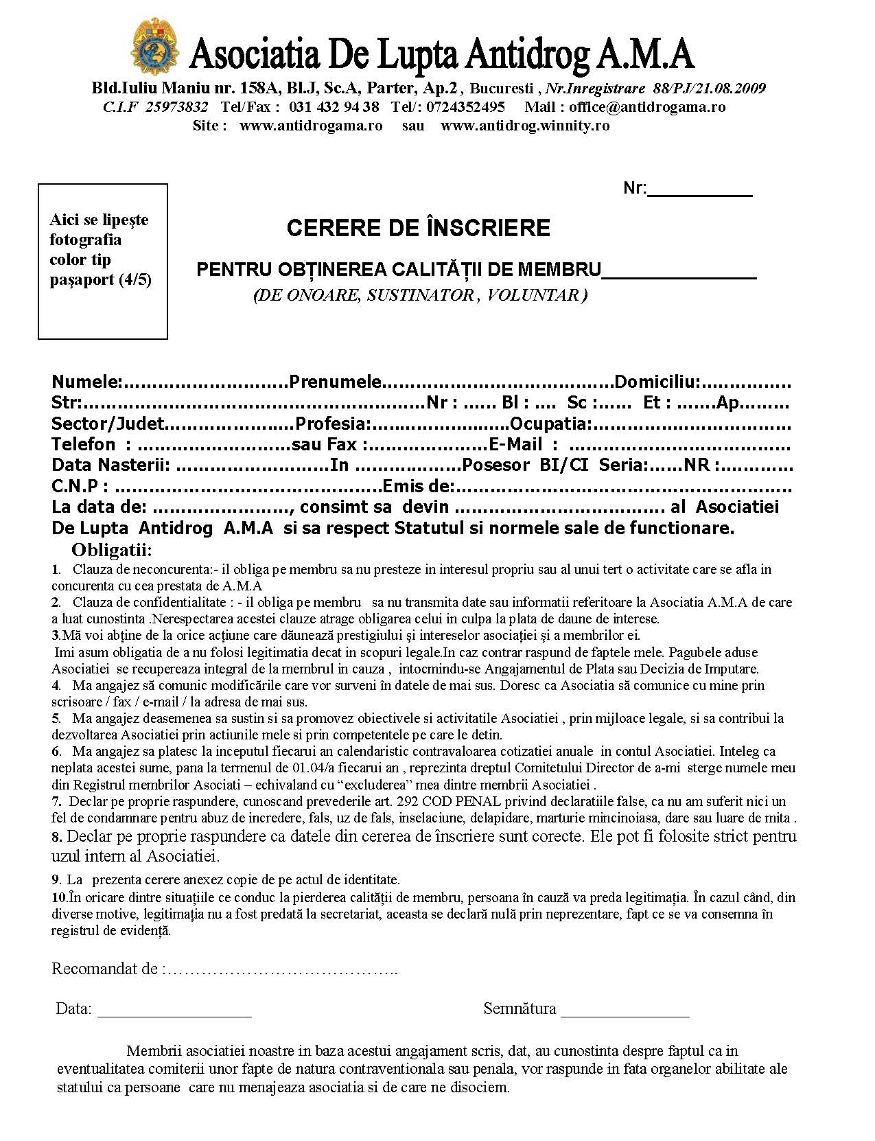 Cerere Adeziune Membri